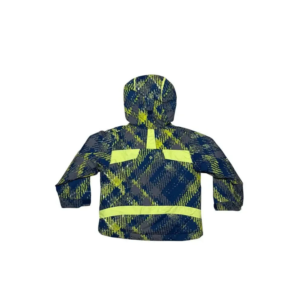 Columbia Sportswear Boys Winter Coat Blue Green Neon Pattern Size 4T